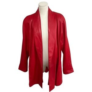 REMY Red Leather Jacket Blazer Coat Size XS S M Soft Holiday Party Casual Luxury